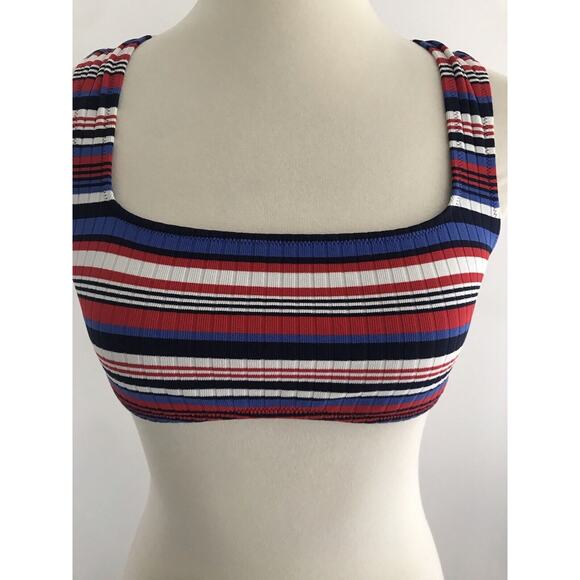 Solid & Striped Bikini Top The Cleo Striped Ribbed Pullover Swimwear - Picture 3 of 9